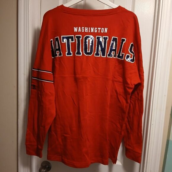 Red PINK Long Sleeve Shirt Washington NATIONALS SZ.L - Picture 4 of 5